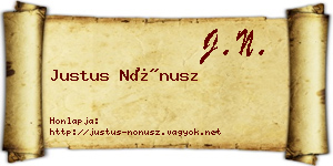 Justus Nónusz névjegykártya